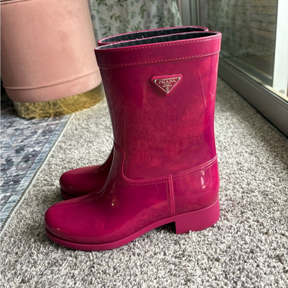 Prada Fuscia Pink Rain Boots 10B